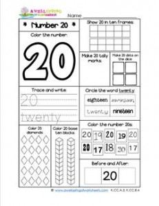 kindergarten numbers to 20 worksheet