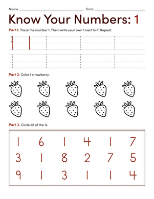 Know Your Numbers: 1 | Worksheet 