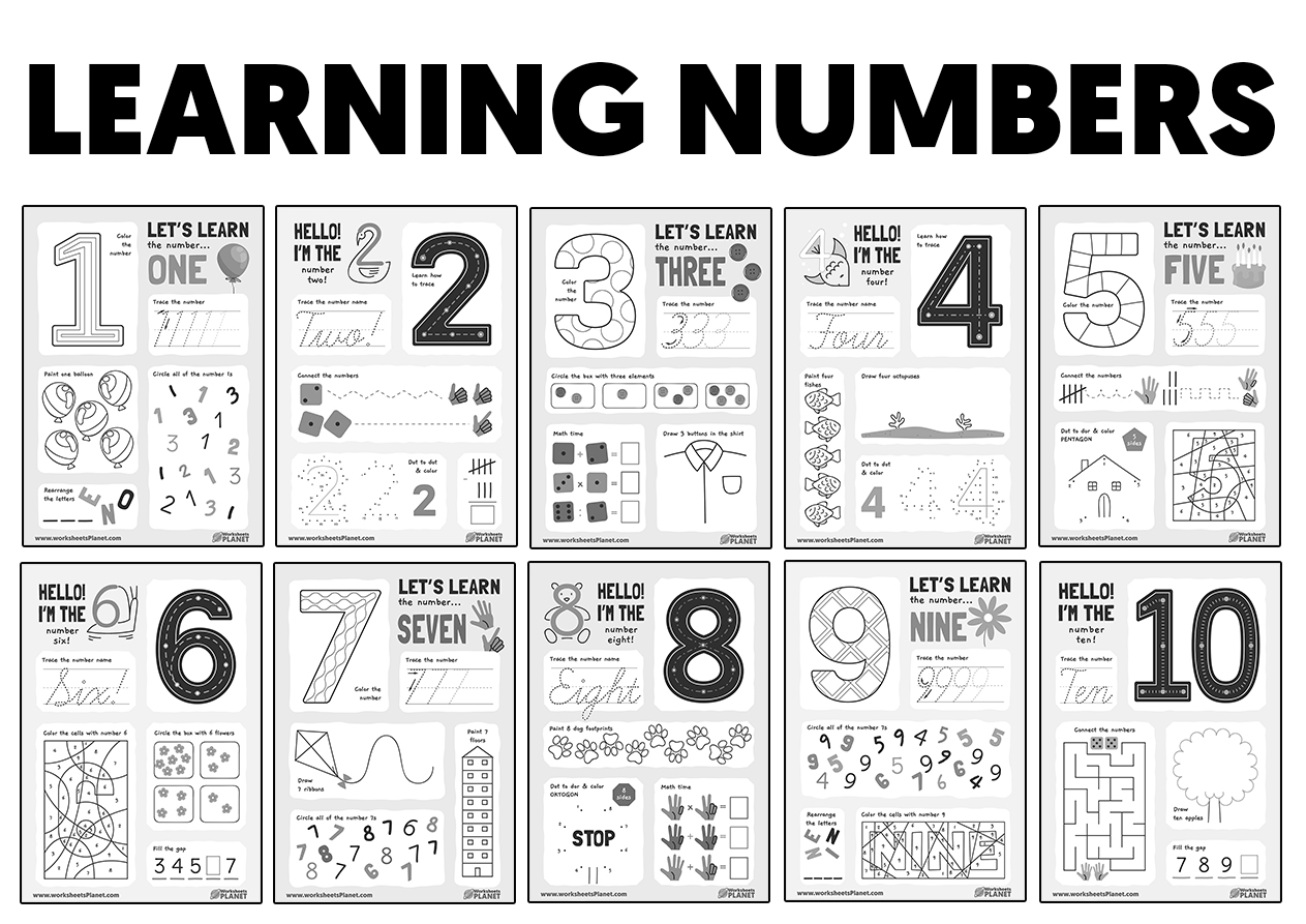 Learning Numbers Worksheets for Kindergarten