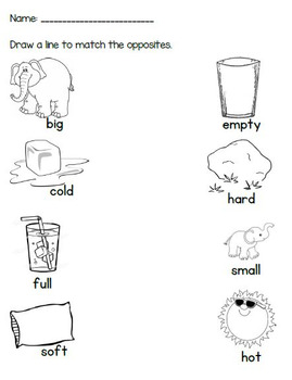 kindergarten opposite worksheet free printable