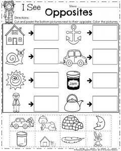 kindergarten opposite worksheet free printable