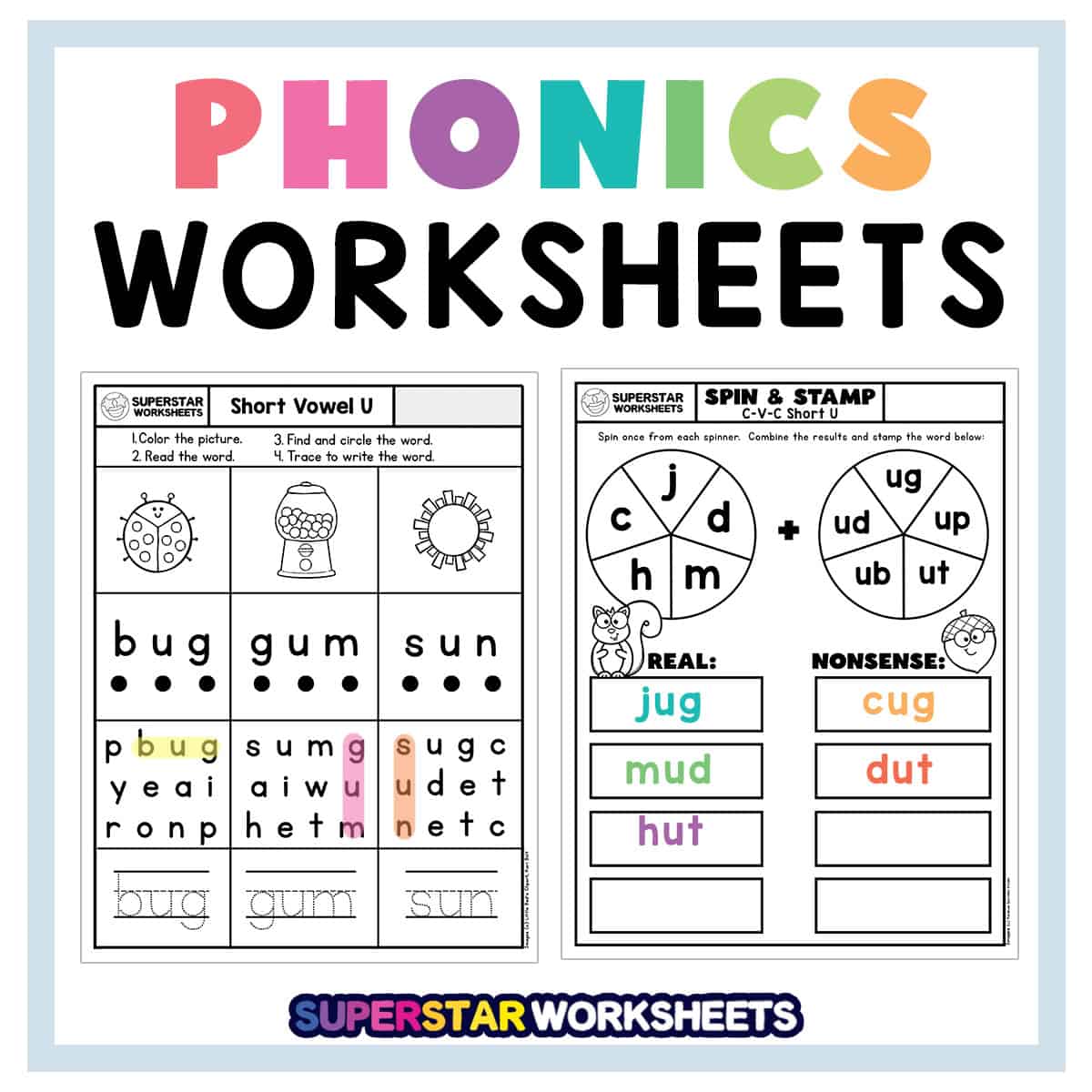 Kindergarten Phonics Worksheets Superstar Worksheets Worksheets Library