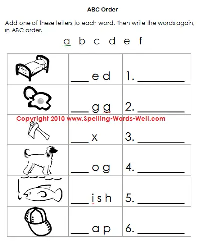 kindergarten phonics worksheet words