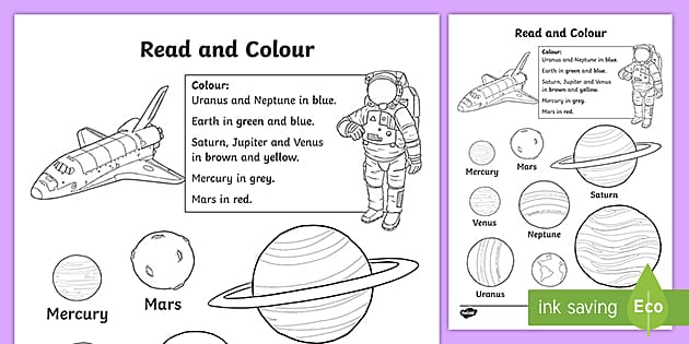 FREE! - Planet Read and Colour Activity (teacher made)