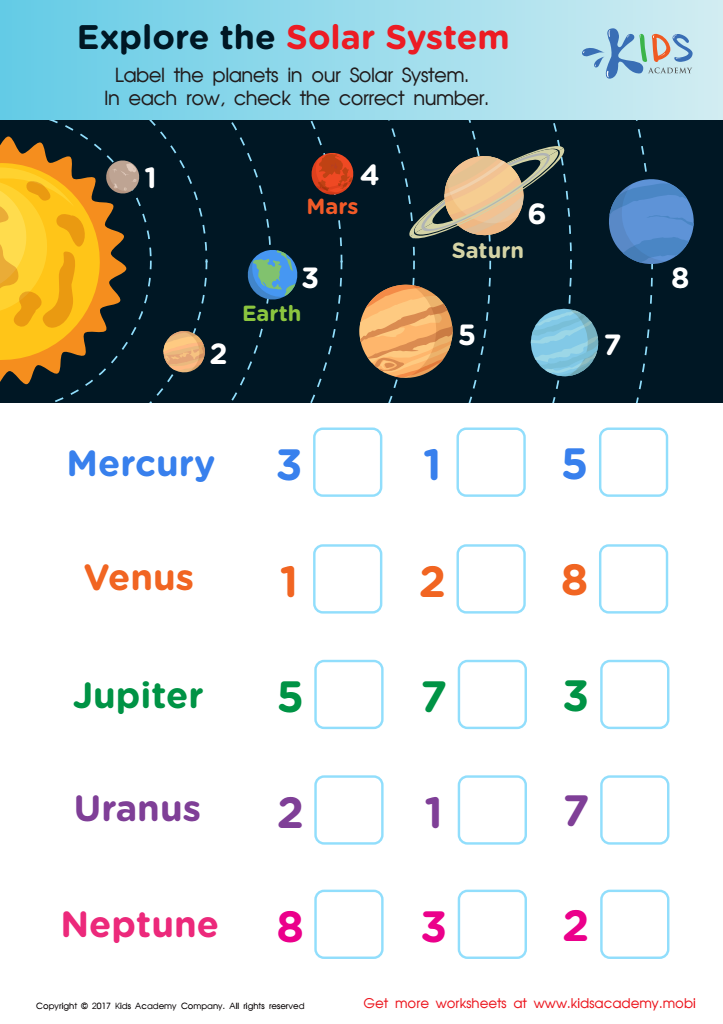 Solar System Planets Worksheet: Free Printable PDF for Kids
