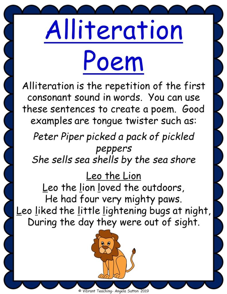 kindergarten poems with alliteration