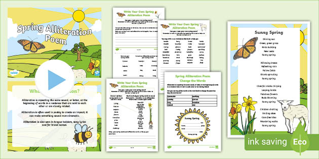 Spring Alliteration Poem Resource Pack - Poetry - Writing