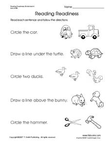 Reading Readiness Worksheet for Kindergarten - 1st Grade | Lesson ...