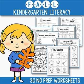 Fall Activities For Kindergarten Literacy No Prep   Teacher