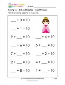 kindergarten princess worksheet
