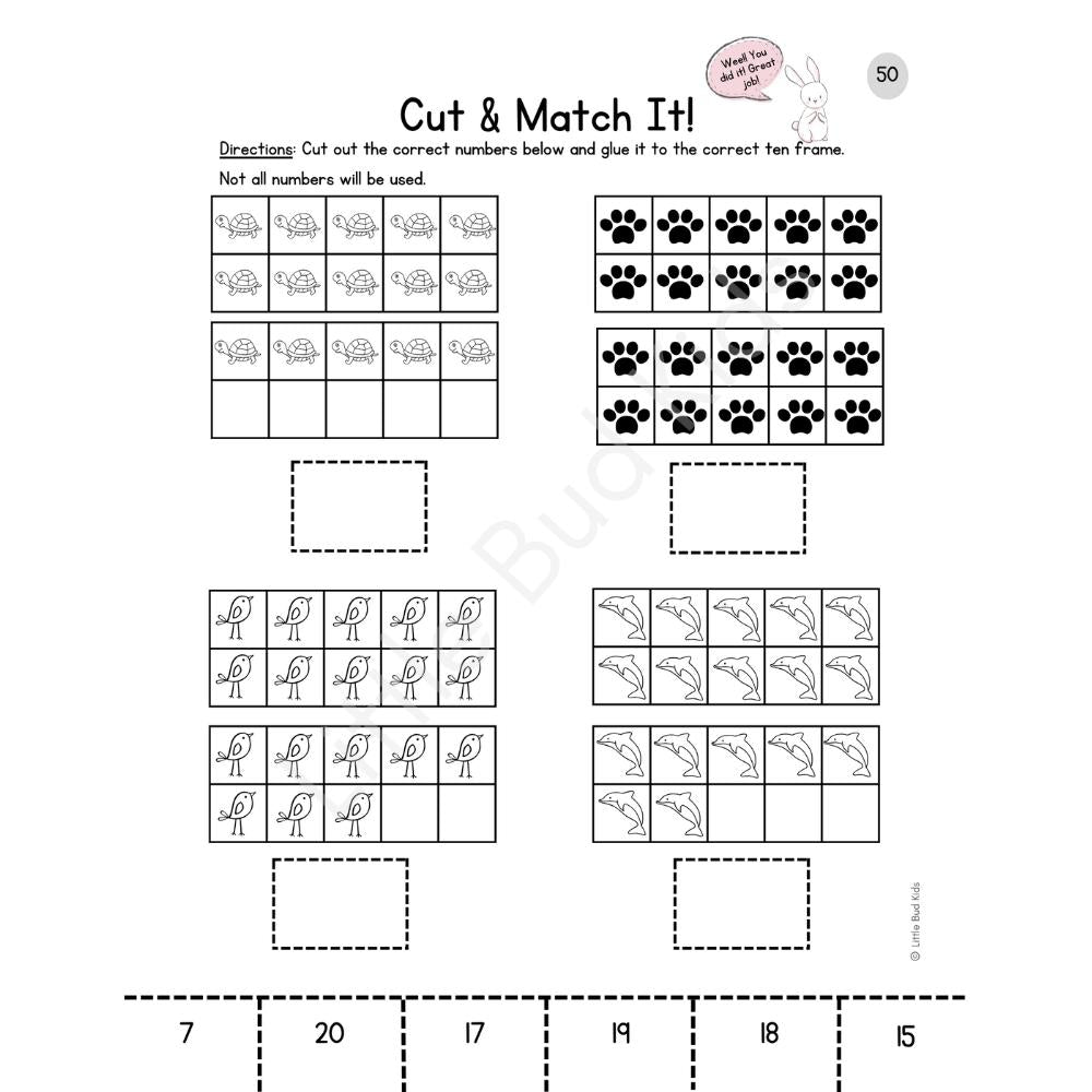 50-Page Beginning Math &  Ten Frame Worksheet Set DOWNLOAD