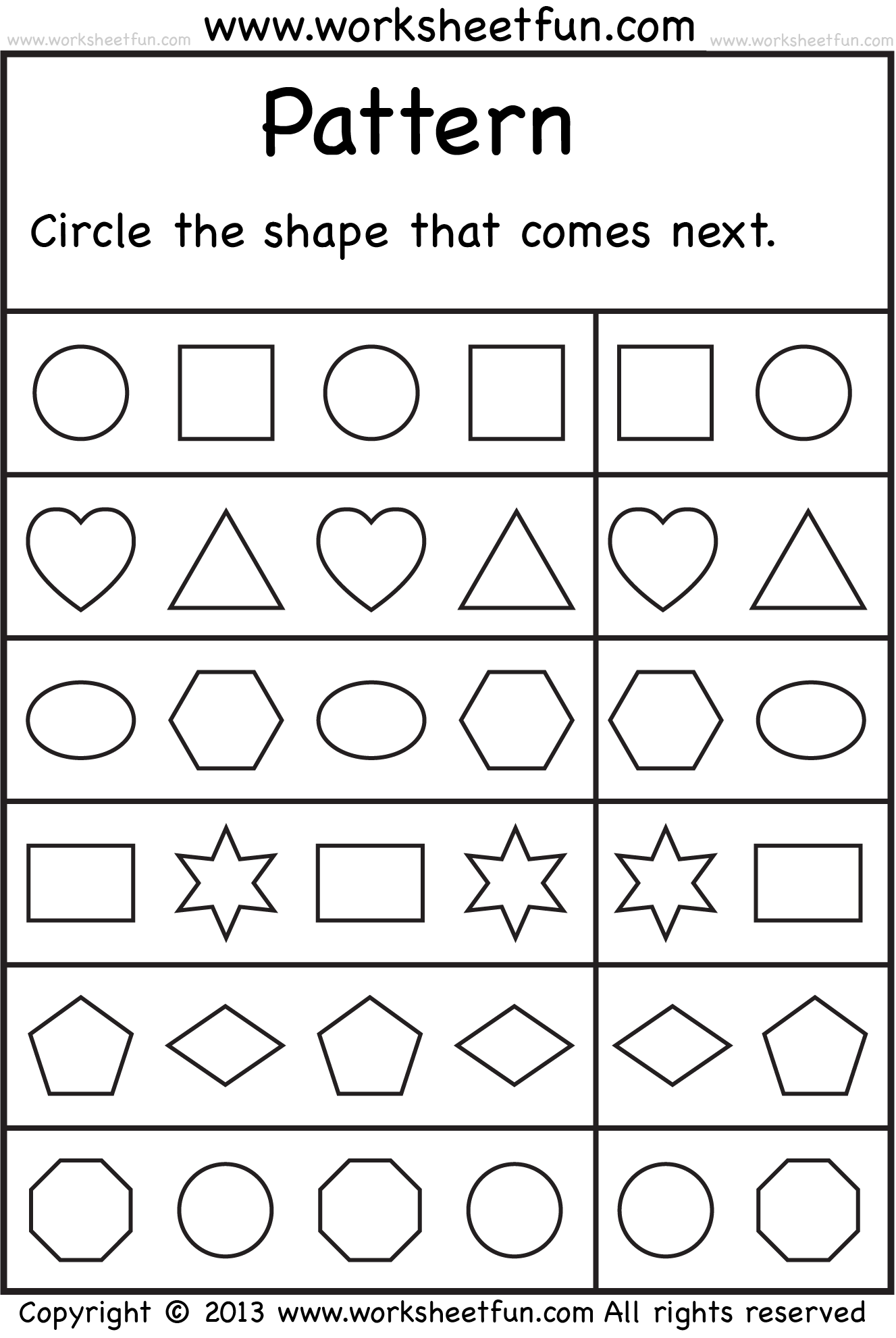 FREE Printable Worksheets | Pattern worksheets for kindergarten ...