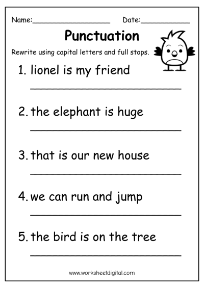 kindergarten punctuation worksheet