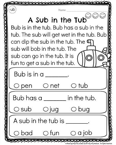 kindergarten reading comprehension worksheet pdf
