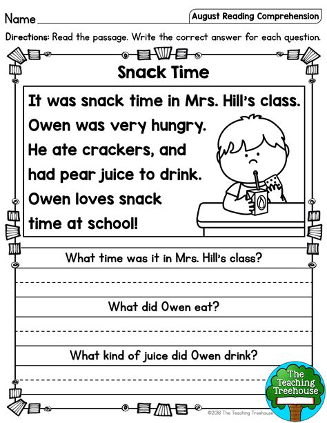 Reading Comprehension Worksheets Kindergarten