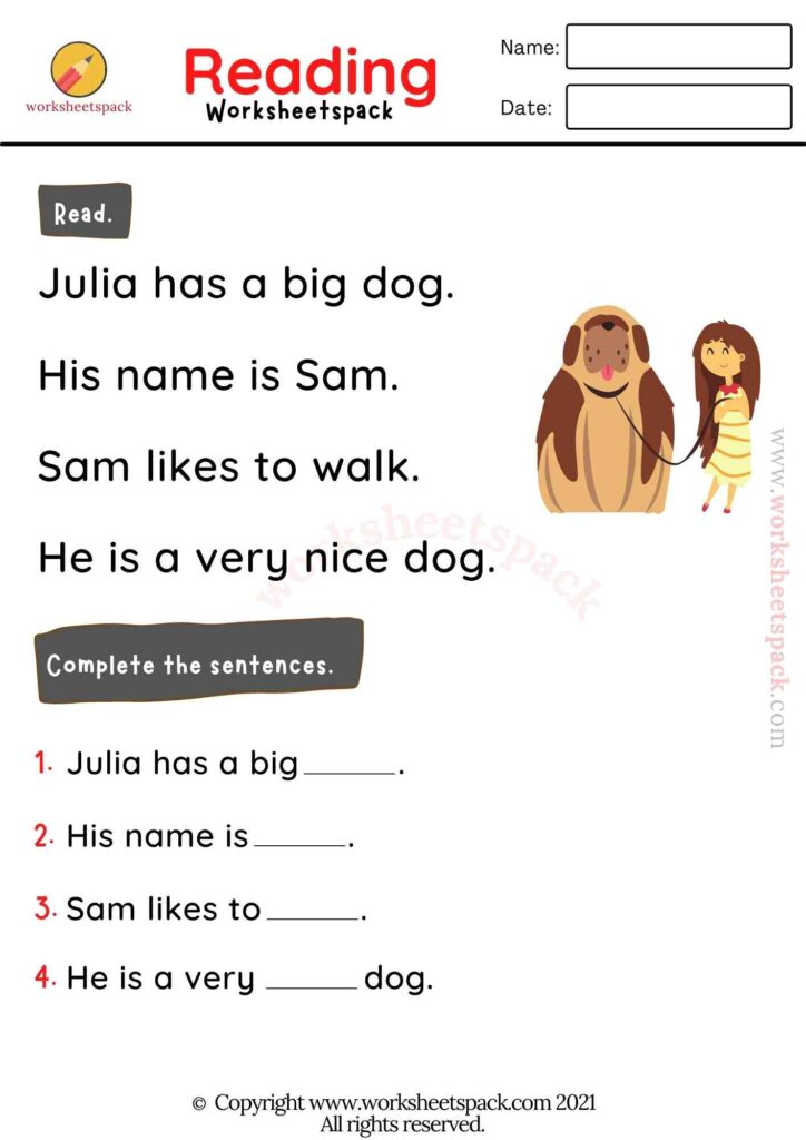 kindergarten reading printable worksheets pdf
