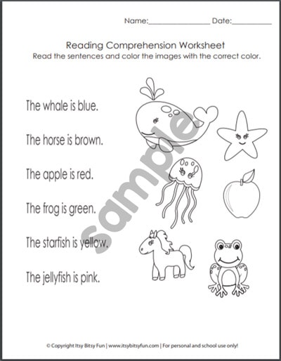 kindergarten reading worksheet printable