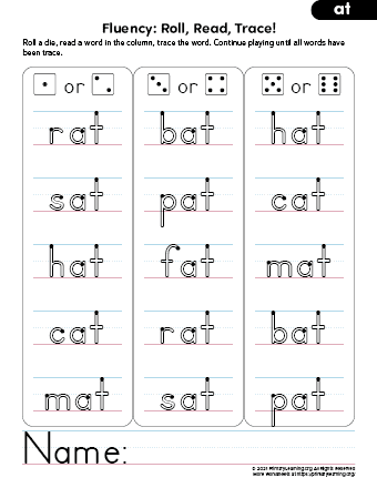 AT Word Family Activities - Roll Read Trace  