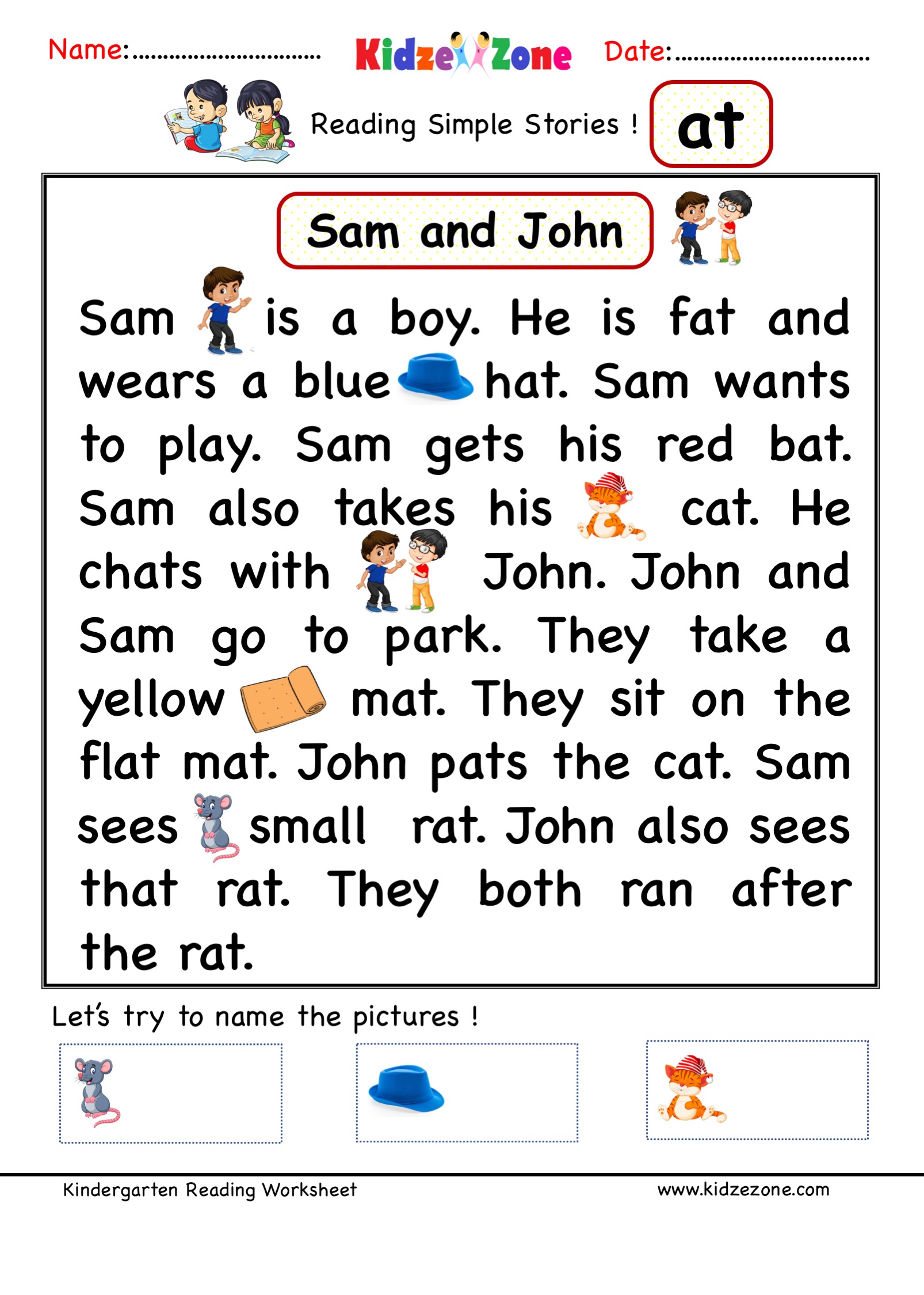 Kindergarten at word family Reading Comprehension - KidzeZone