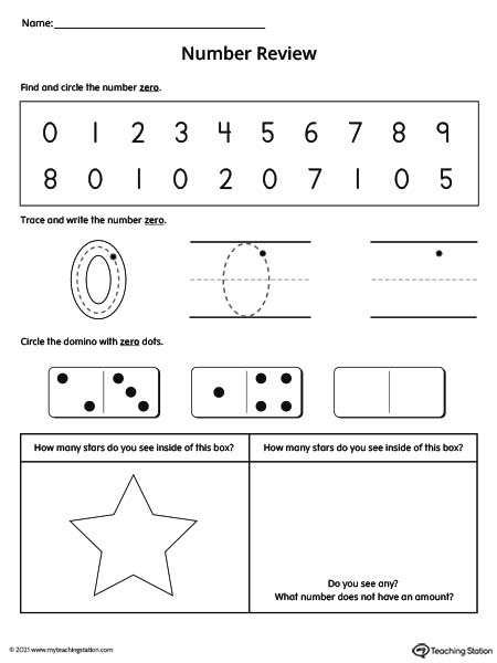 kindergarten review worksheet
