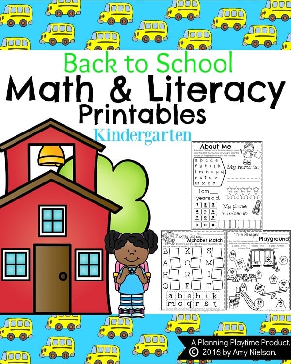 Back to School Kindergarten Worksheets - Planning Playtime