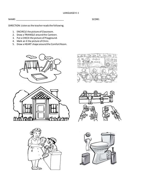 Places in School worksheet for Kinder 1 | PDF