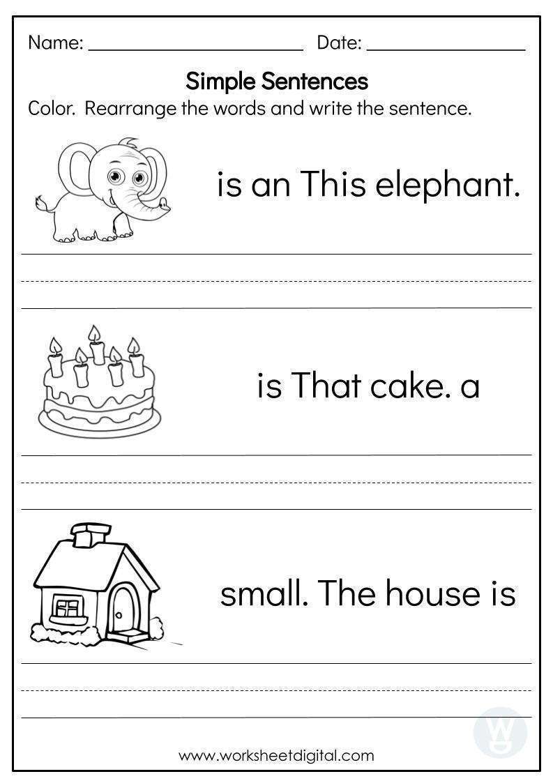 Simple Sentences - Worksheet Digital