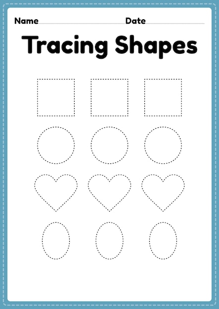 Premium Vector | Tracing shapes worksheet for kindergarten and ...