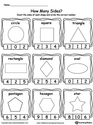 kindergarten shapes worksheet