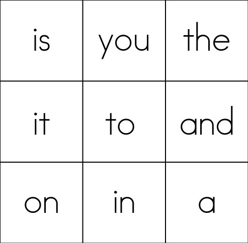 kindergarten sight word bingo printables