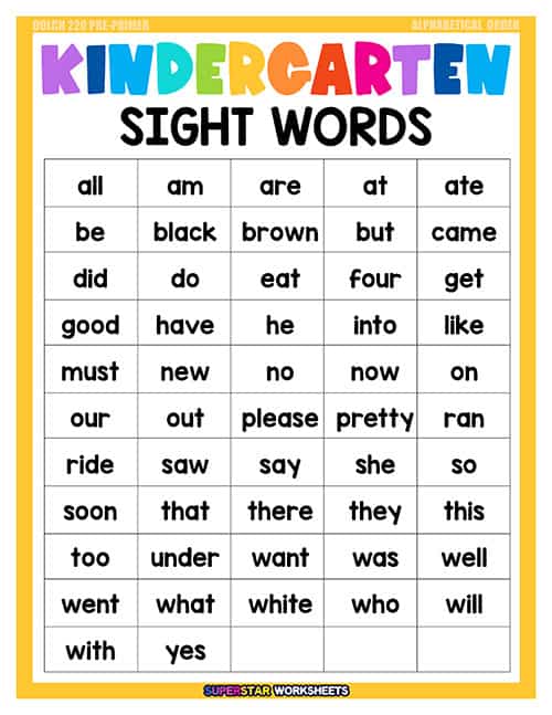 Sight Words -Worksheets Library