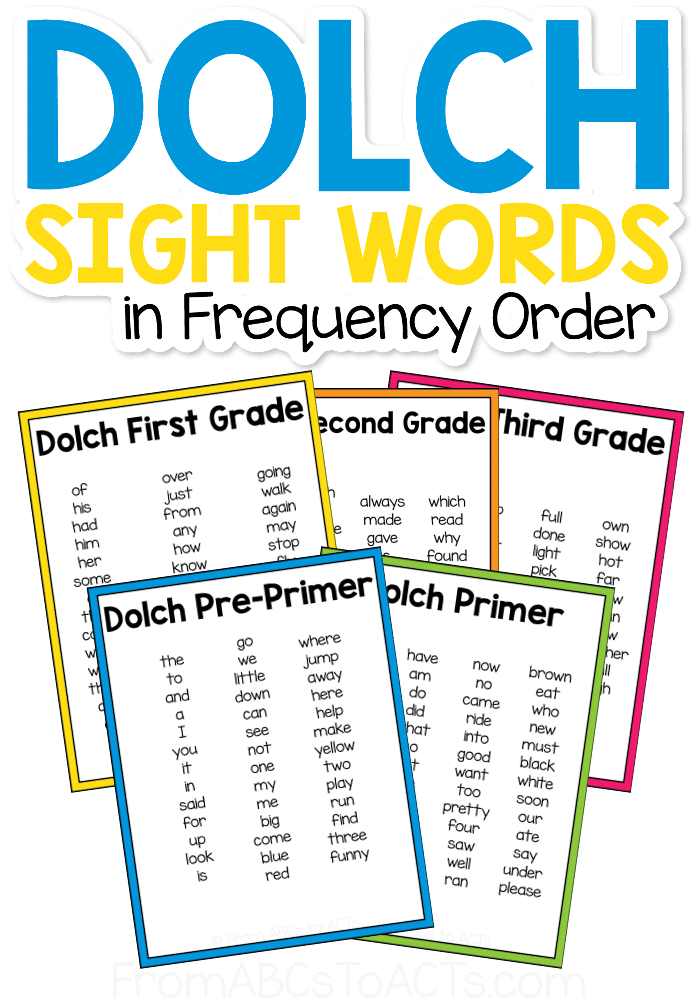 kindergarten sight word list