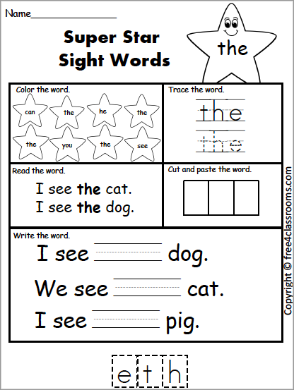 Free Sight Word Worksheet - (the) - Free Worksheets ...