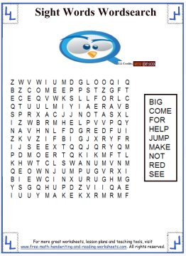 kindergarten sight word search