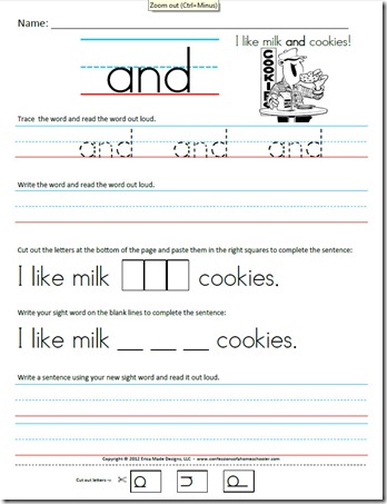 kindergarten sight word sentences worksheet