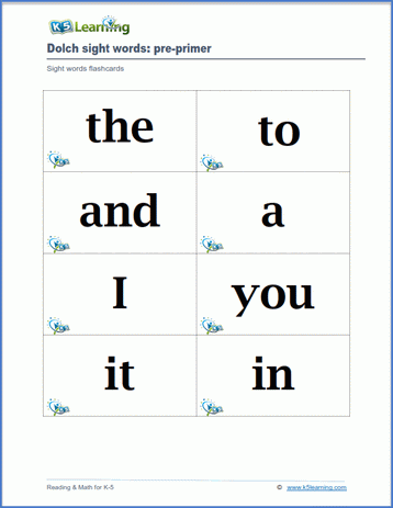 Dolch sight words flashcards | Worsheets library