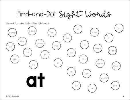 kindergarten sight words worksheet printable