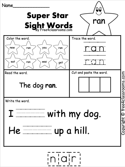 Free Sight Word Worksheet (ran) - Free Worksheets ...
