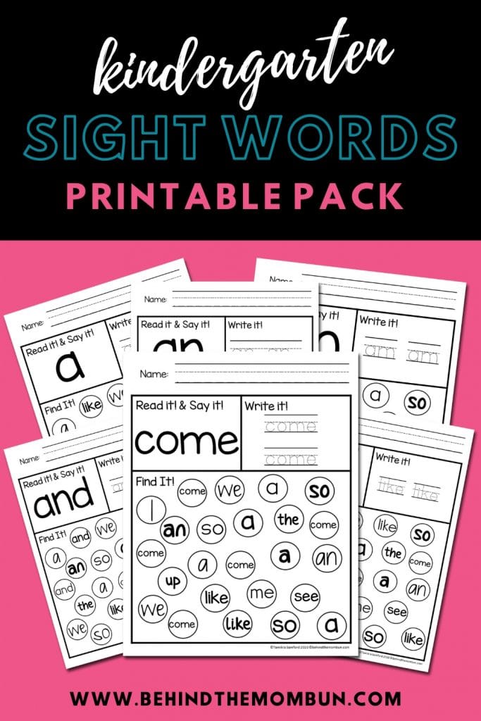 Kindergarten Sight Words Worksheets -