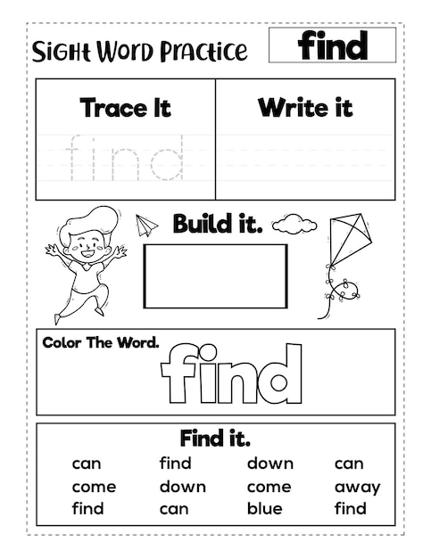 Premium Vector | Kindergarten Sight Words Practice Worksheets