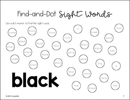 kindergarten site word worksheet