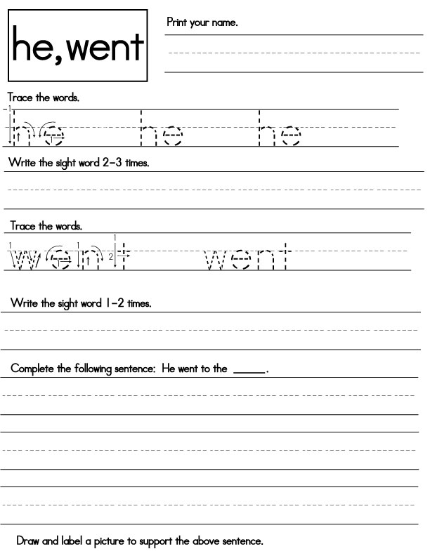 Kindergarten Sight Word Worksheets - ideal for preschool and ...