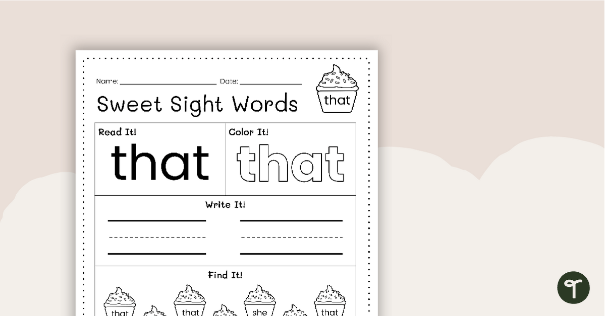 kindergarten site words worksheet