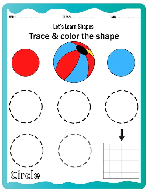 Premium Vector | Learn shapes,preschool or kindergarten worksheet ...