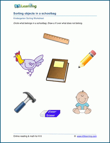 Sorting worksheets for preschool and kindergarten | Worsheets library