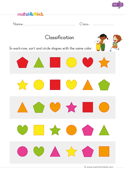Free Sorting and Classifying Worksheets for Kindergarten Students