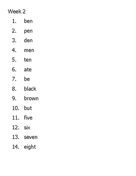 kindergarten spelling words