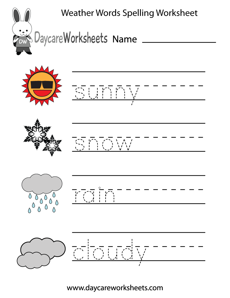 kindergarten spelling worksheet