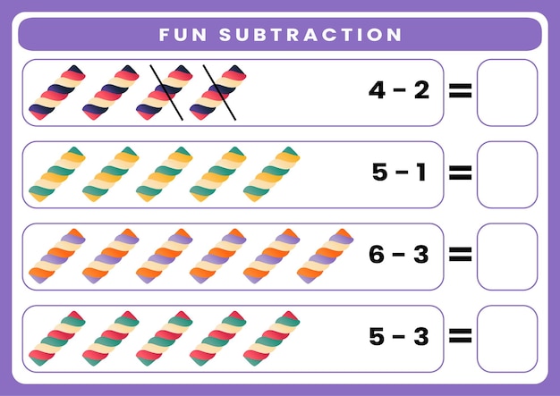 kindergarten subtraction worksheet with pictures
