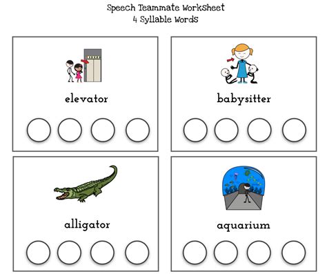 Kindergarten Syllable Words